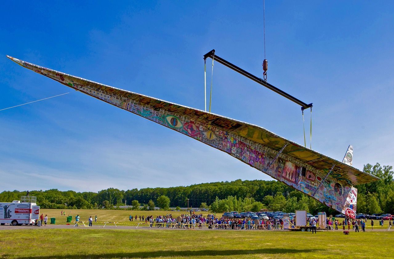 
World's Largest Paper Airplane Sculpture, world record in Fitchburg, Massachusetts