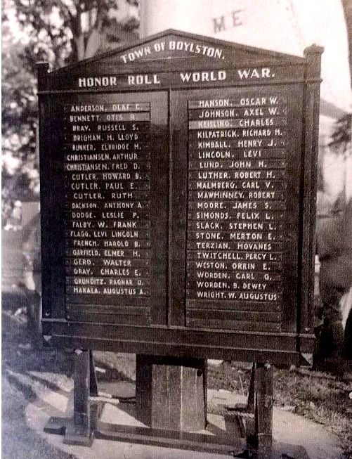 World's First World War Honor Roll, world record in Boylston, Massachusetts