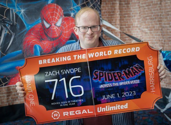 Most films seen in a cinema in one year, Zach Swope sets world record
