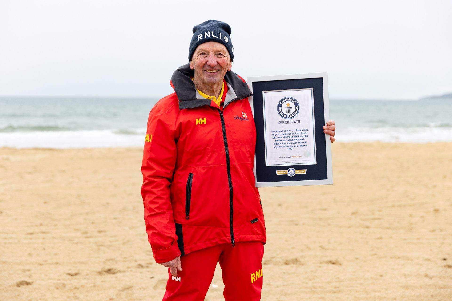 Longest career as a lifeguard (male), Chris Lewis sets world record