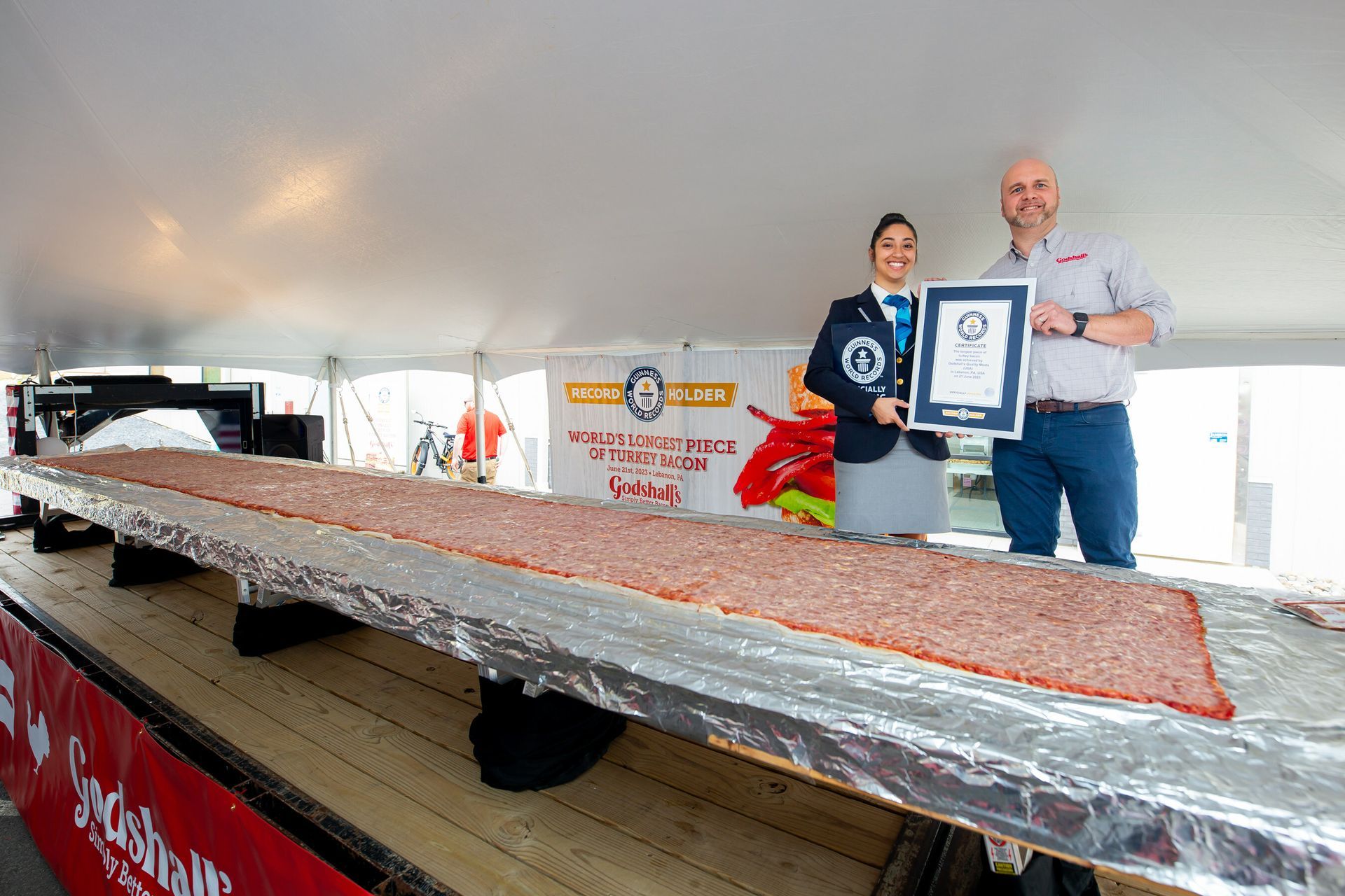 World's Longest Piece of Turkey Bacon, world record in Lebanon, Pennsylvania