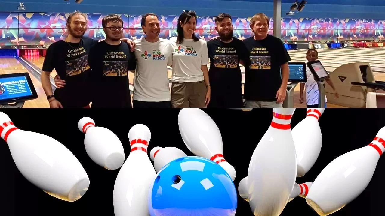 Most strikes in a 24-hour period in 10-pin bowling with four people, Kentucky bowling team sets world record