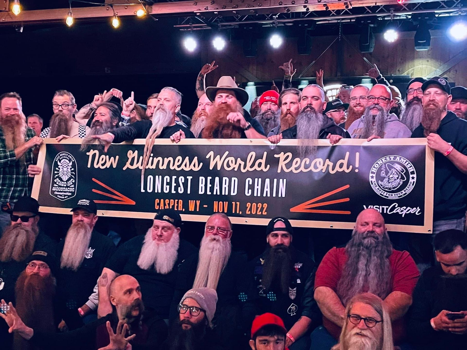 Longest beard chain, world record in Daytona Beach, Florida
