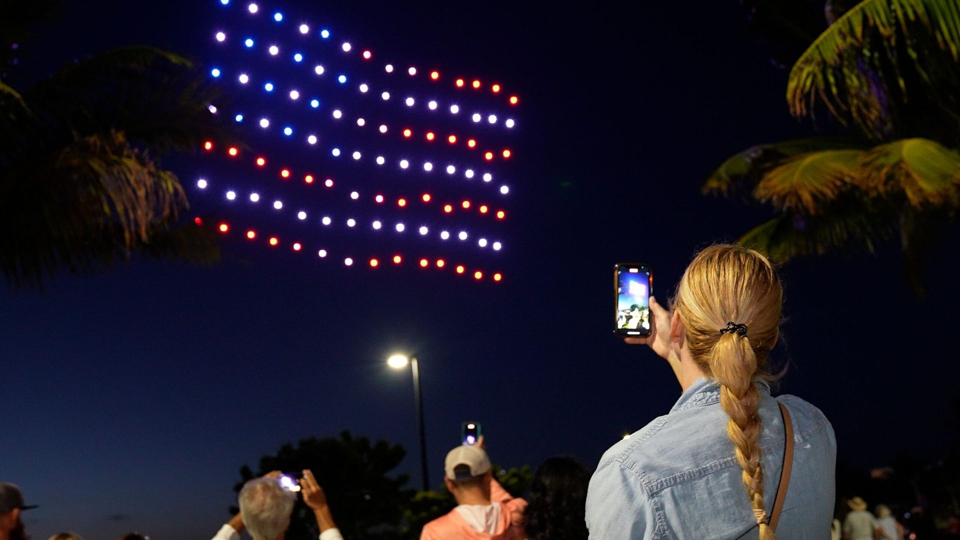 Largest aerial image of a flag formed by drones, world record in Orlando, Florida