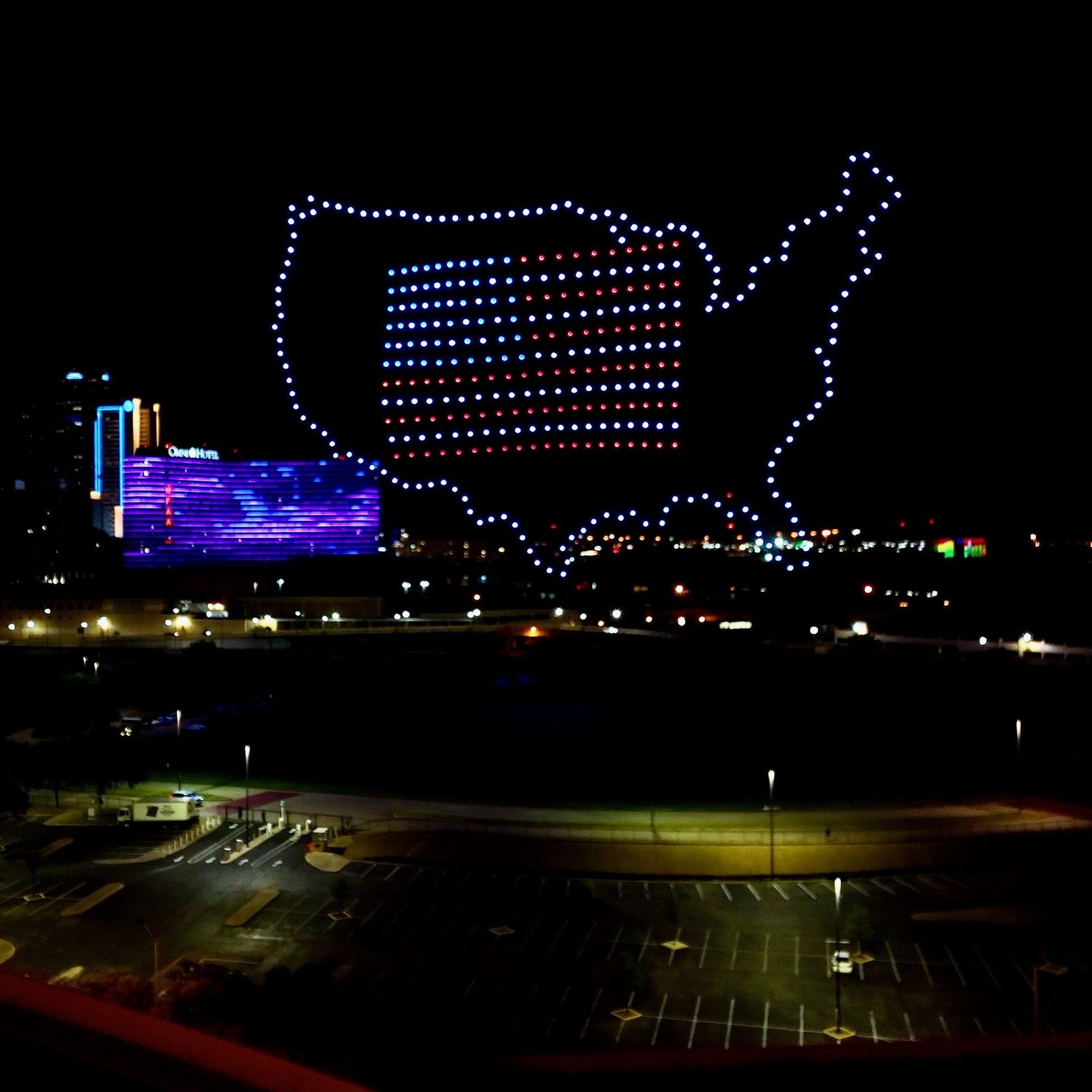 Largest aerial image of a flag formed by drones, world record in Orlando, Florida