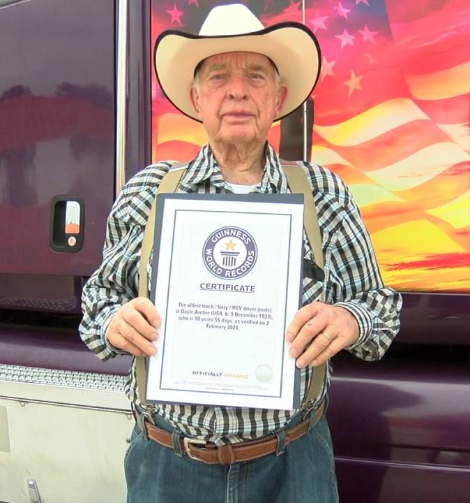 World's Oldest Truck Driver, world record set by Doyle Archer