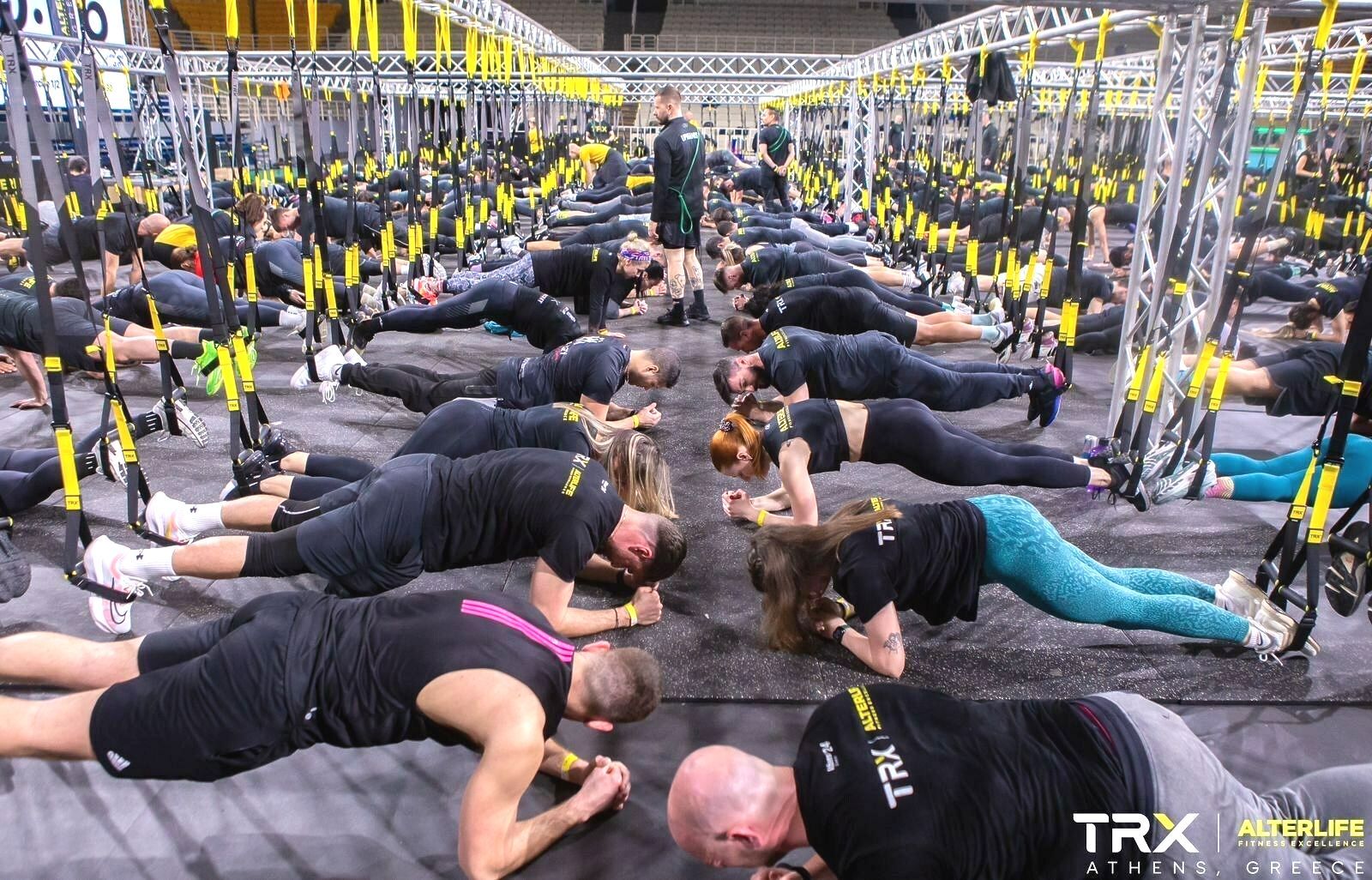 Largest suspension training lesson, world record set in Athens, Greece