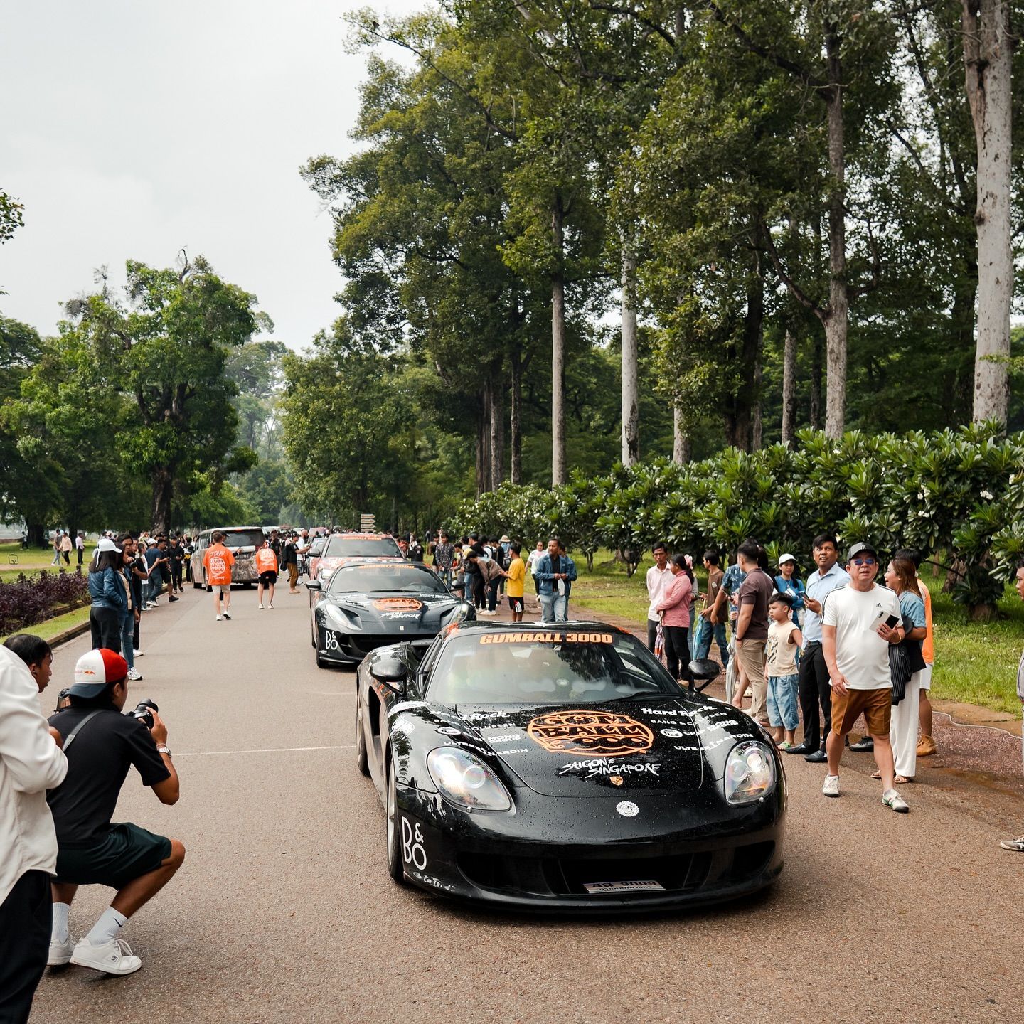 Largest gathering of super cars, world record set at the Angkor Archaeological Park, Cambodia