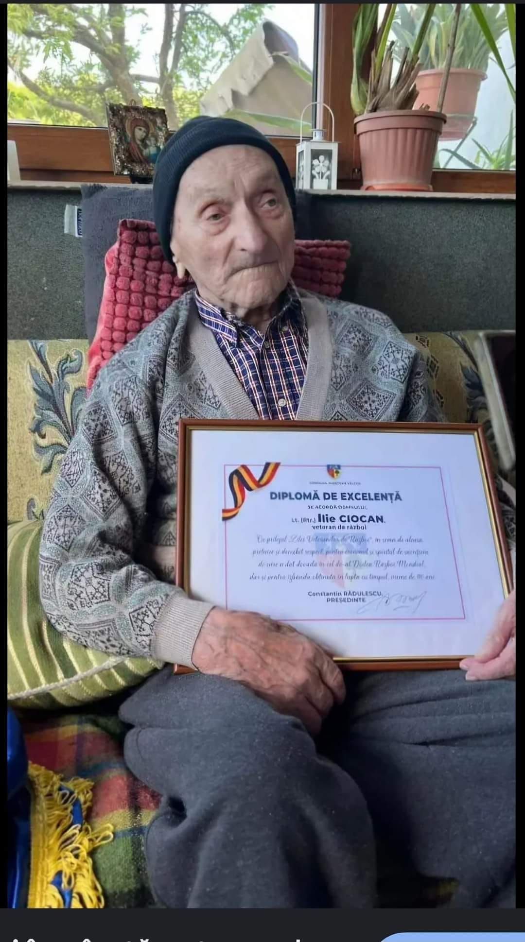 Oldest Living World War Two Veteran, world record set by (Retired) Major Ilie Ciocan from Romania