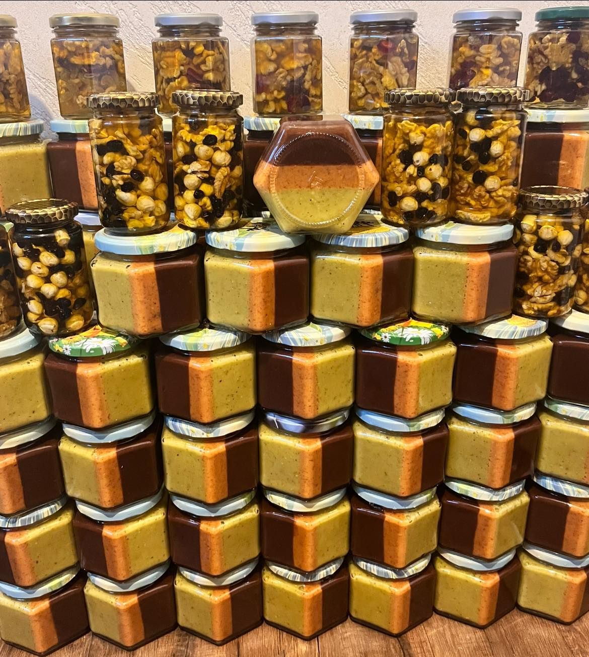 World's first honey jar with three vertical layers, world record in Botosani, Romania
