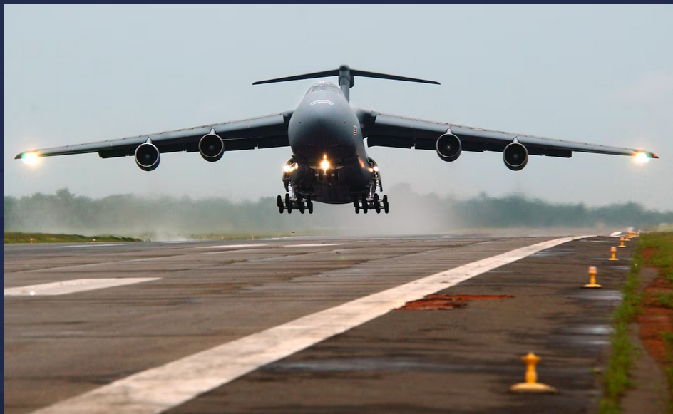 World's largest military transport aircraft, world record set by The Lockheed C-5M Super Galaxy World's largest military transport aircraft, world record set by The Lockheed C-5M Super Galaxy