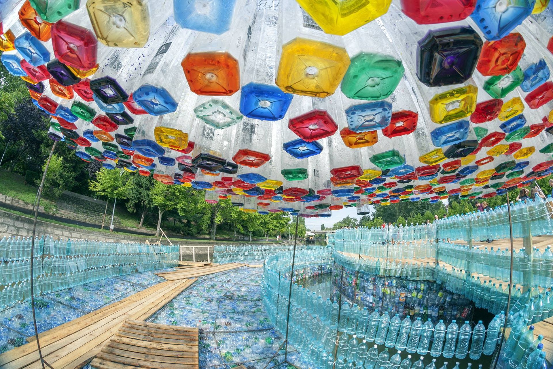 Largest bridge made of recycled plastic bottles, world record in Timisoara, Romania Largest bridge made of recycled plastic bottles, world record in Timisoara, Romania