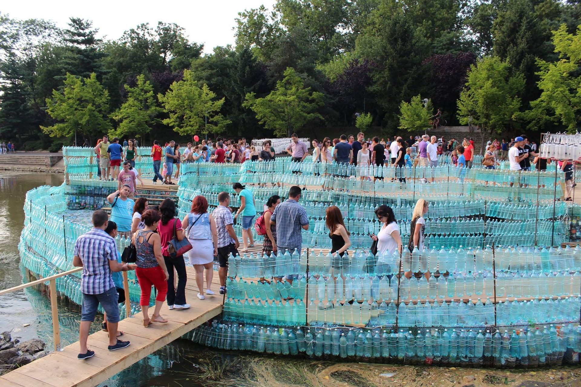 Largest bridge made of recycled plastic bottles, world record in Timisoara, Romania Largest bridge made of recycled plastic bottles, world record in Timisoara, Romania