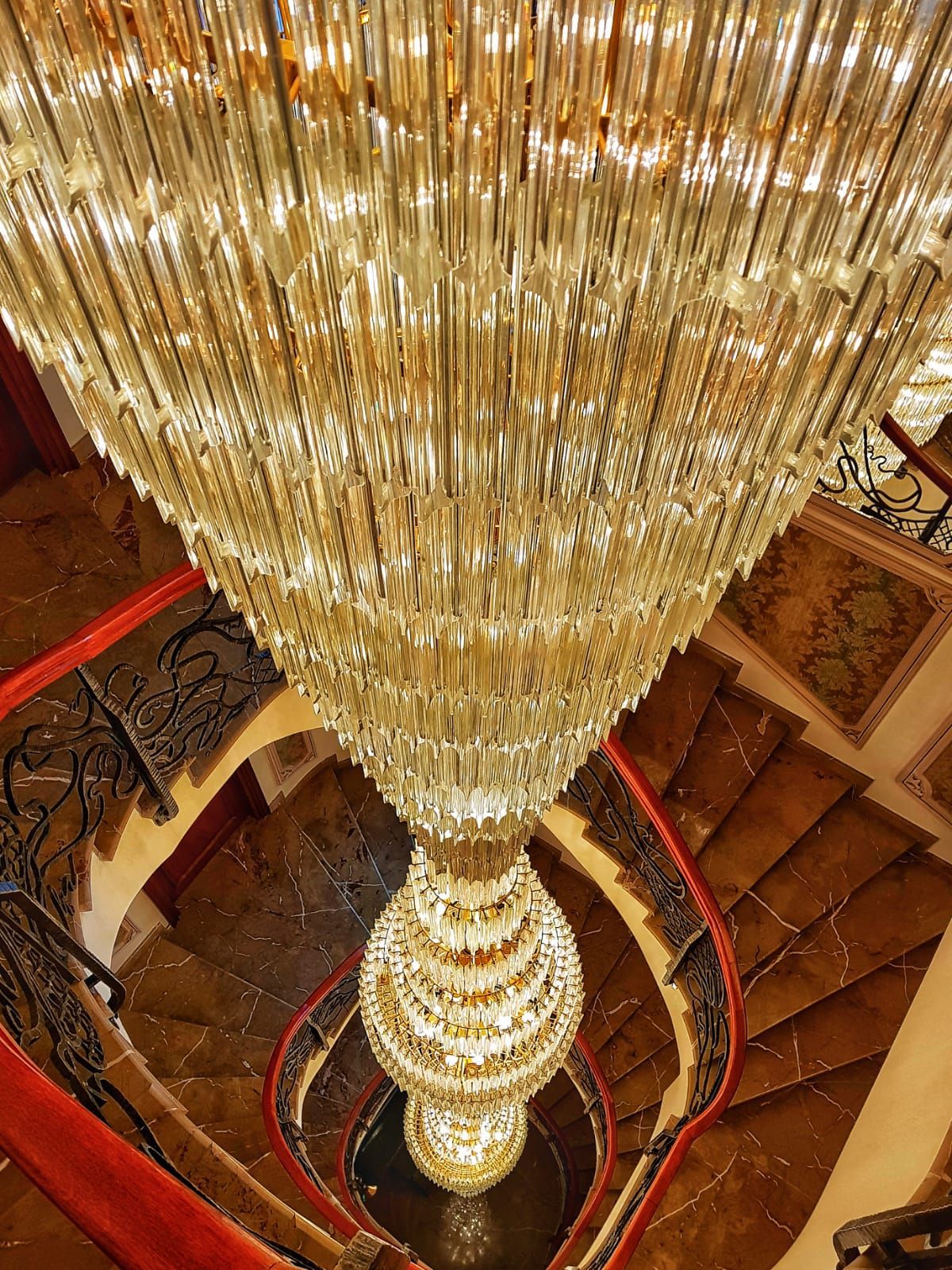 World's Longest Murano chandelier in a hotel, world record in Bucharest, Romania
