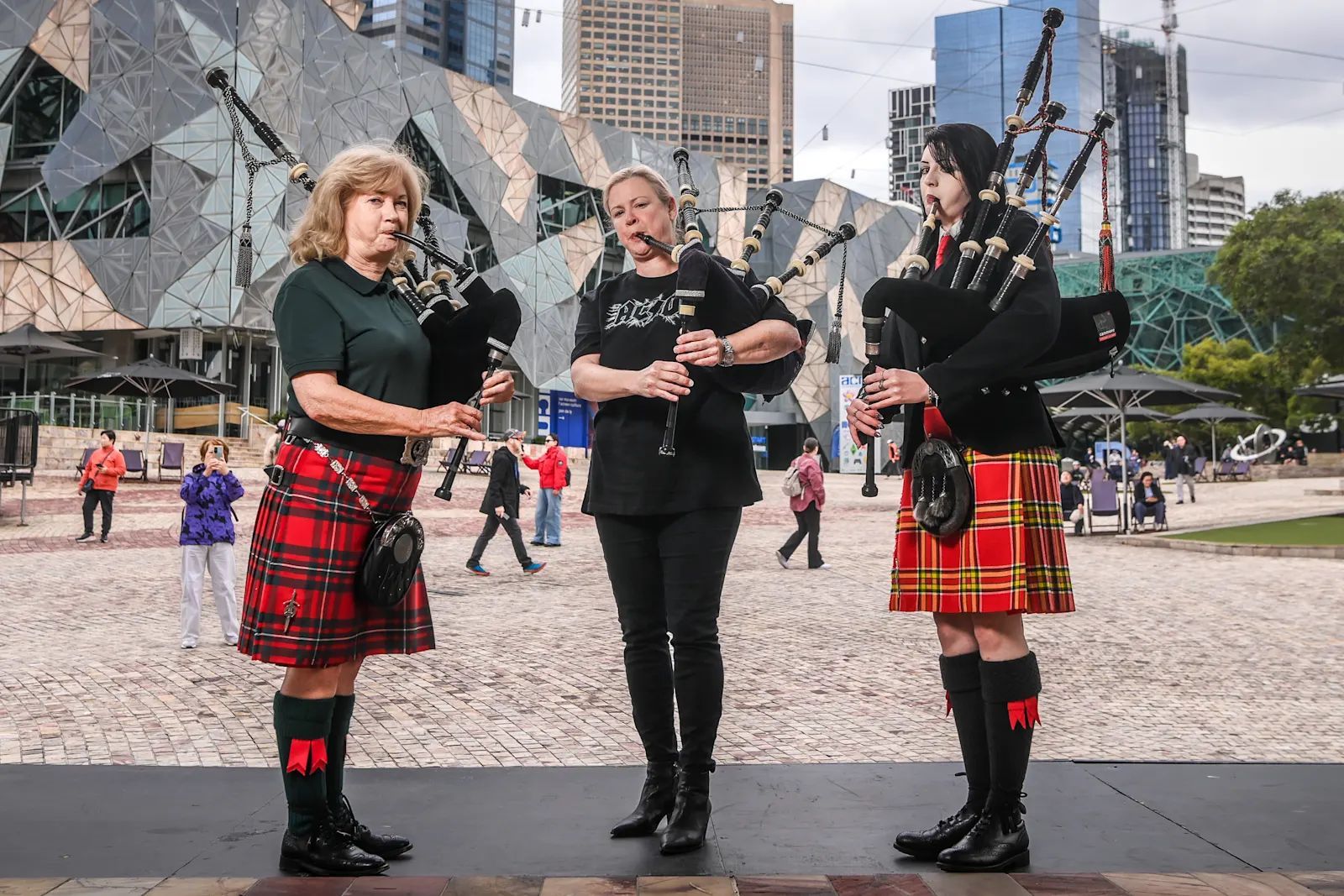 World's Largest Bagpipe Ensemble, world record in Melbourne, Australia
