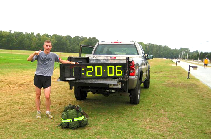 Fastest 5,000-meter run with a 40-pound rucksack, world record set by Dustin McClure