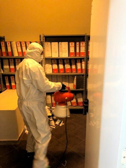 Disinfezione sala archivio