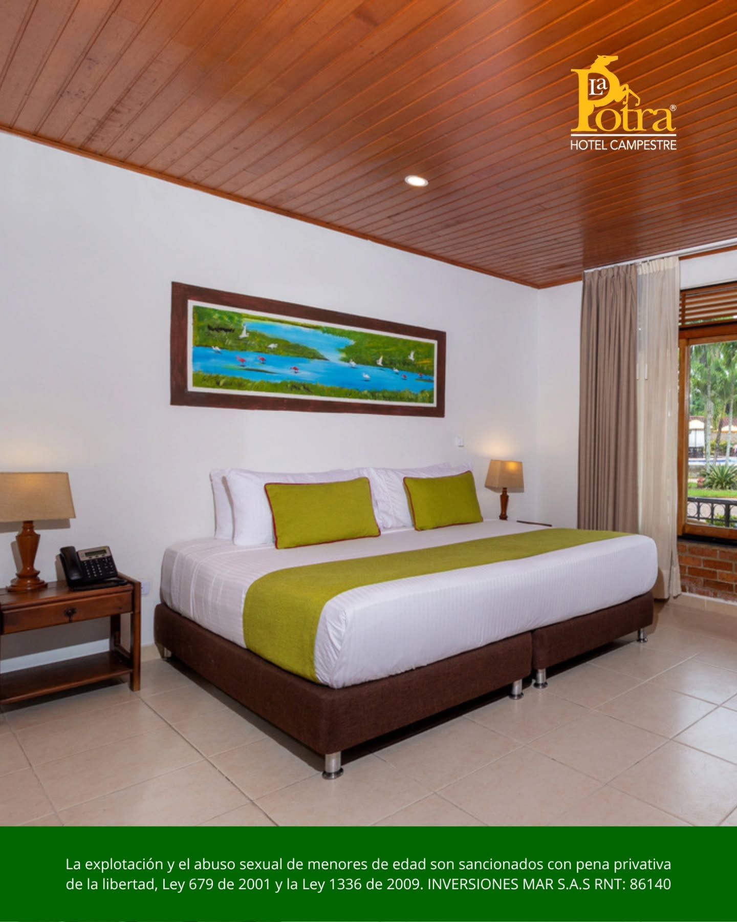 Spacious room at Hotel Campestre La Potra, comfortable rest for trips to Villavicencio.