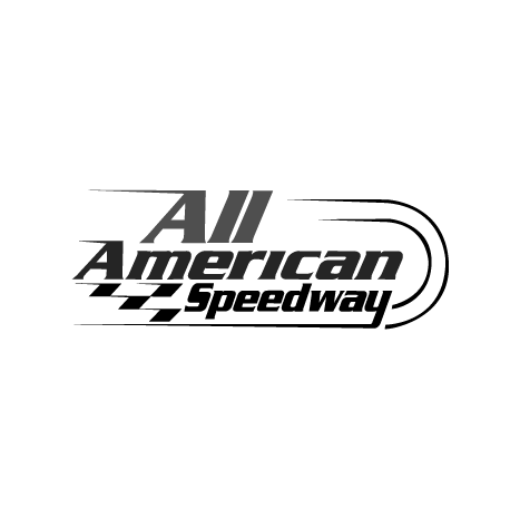a black and white logo for all american speedway .