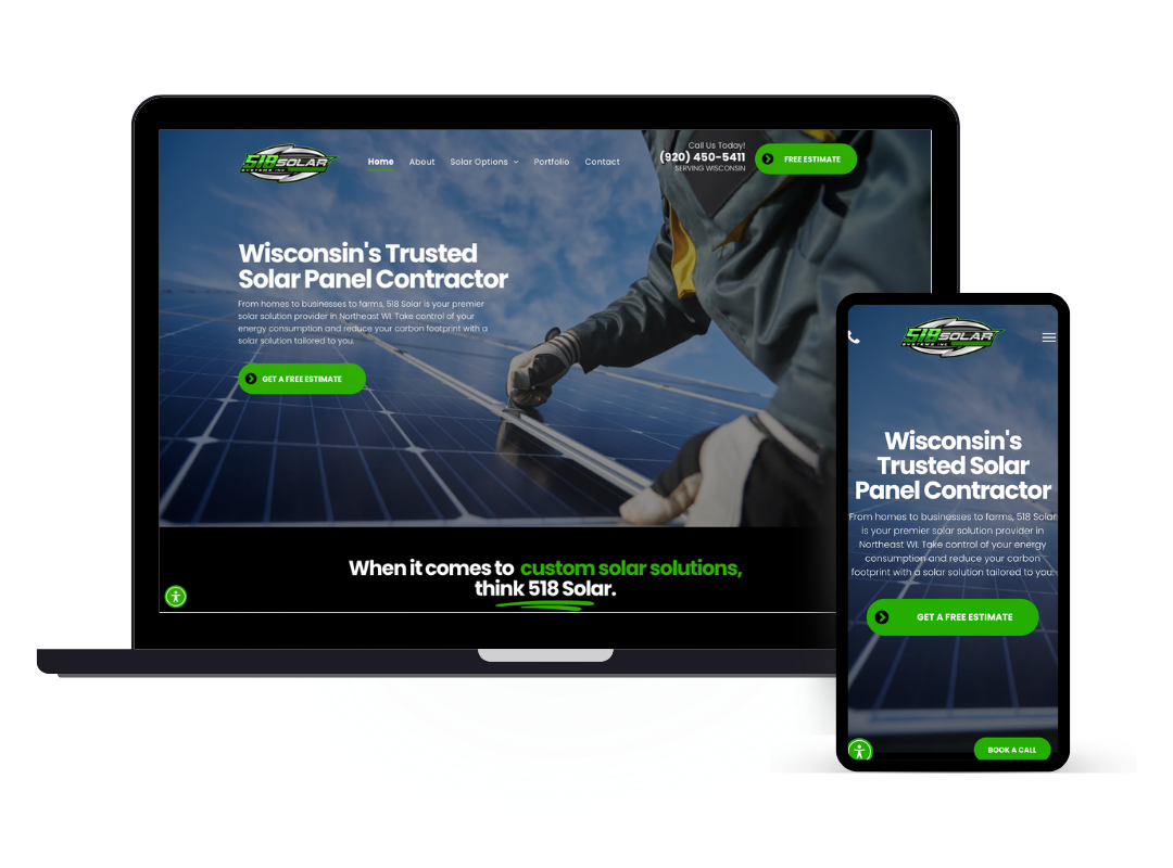 web design for solar company in weyauwega wi