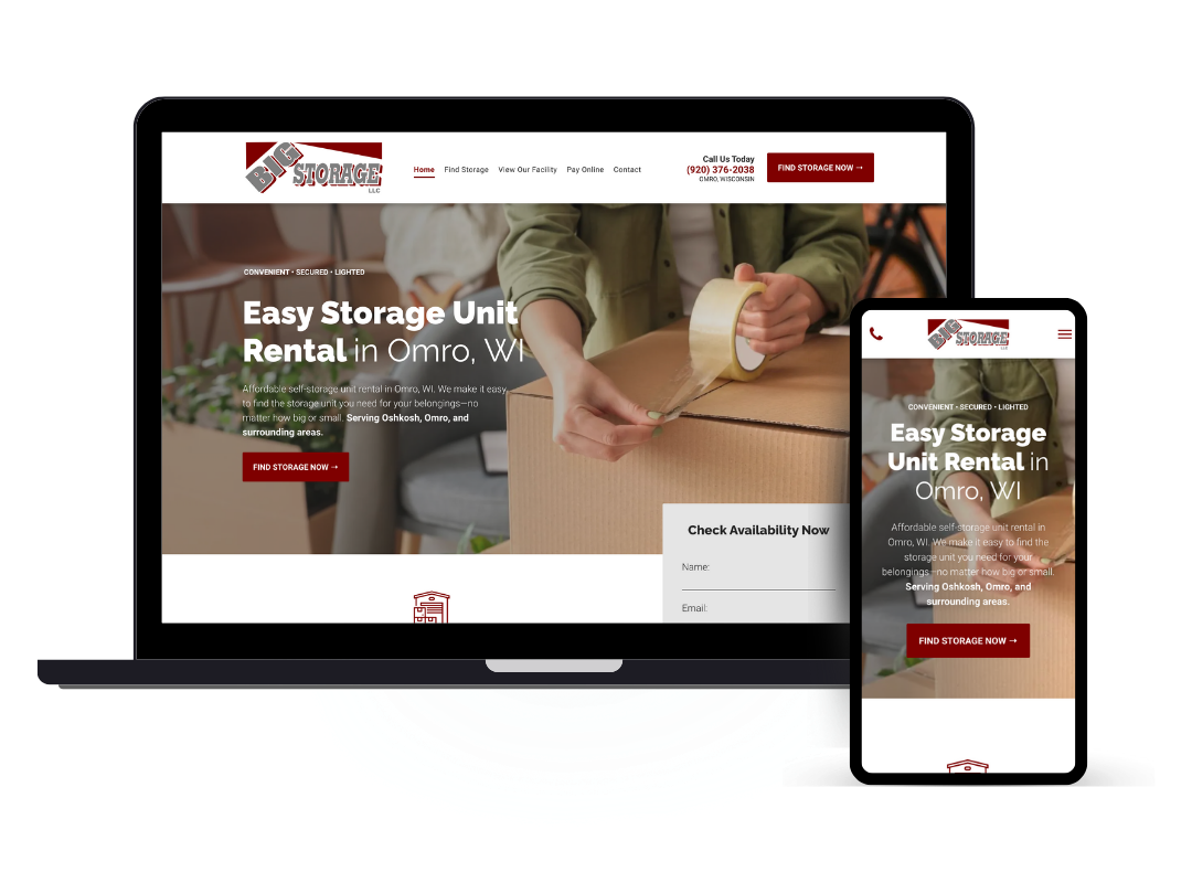 affordable custom web design - storage unit rentals