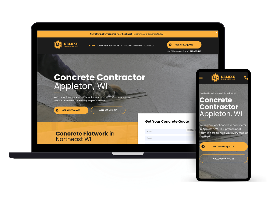 affordable custom web design - concrete contractor