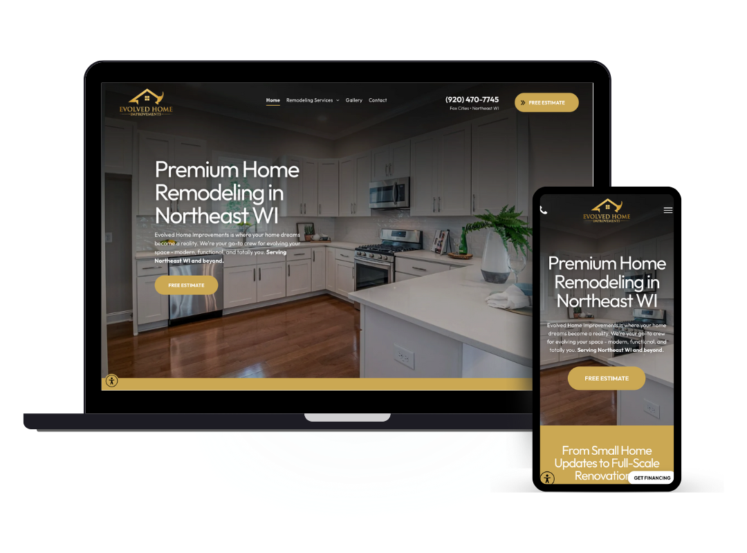 web design for home improvement company in neenah wi