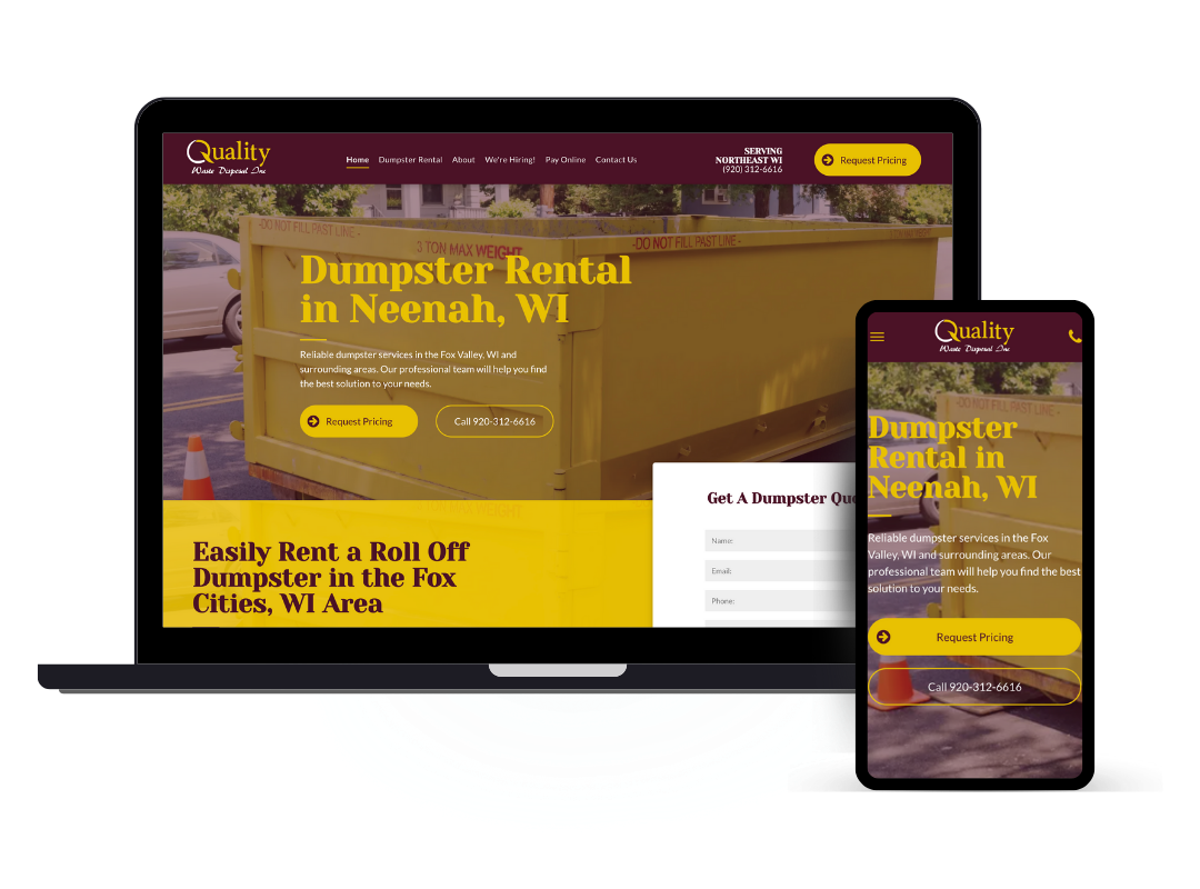 affordable custom web design - dumpster rental