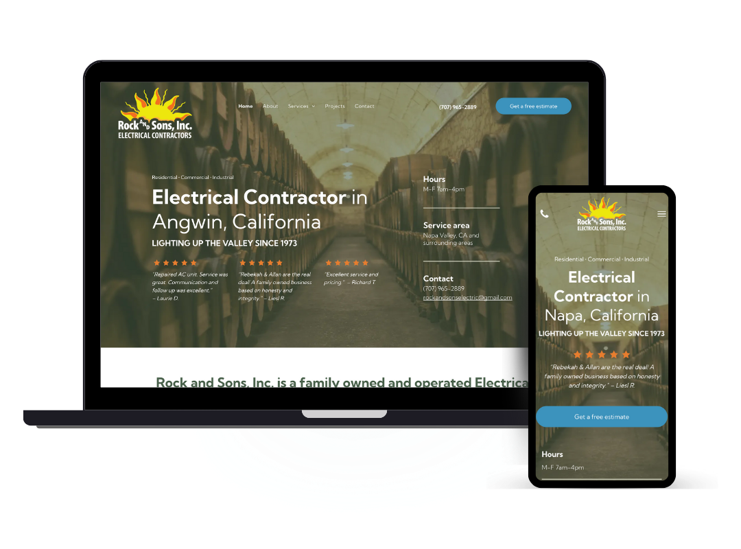 affordable custom web design - electrician