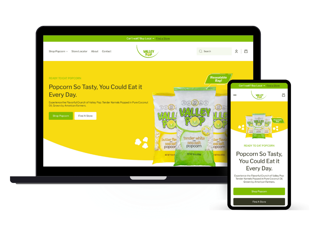 affordable custom web design - popcorn company