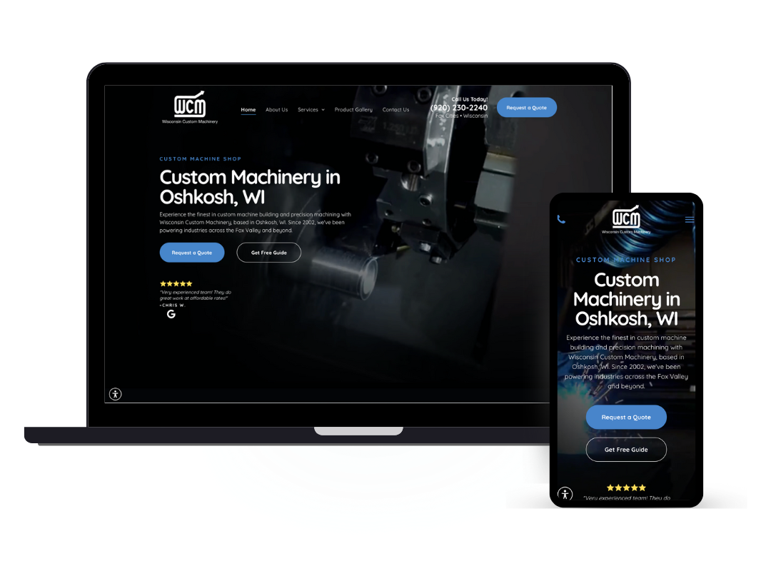 web design for custom machinery oshkosh wi
