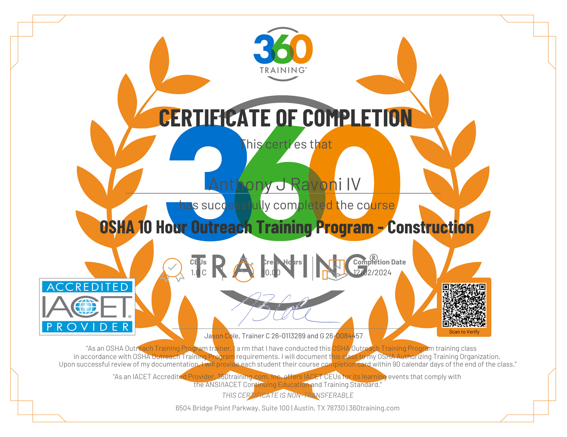 OSHA 10 Hour | Scavo Solutions