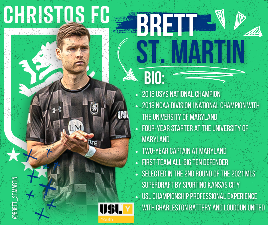 Flier for Brett St. martin who is a soccer player for Christos fc