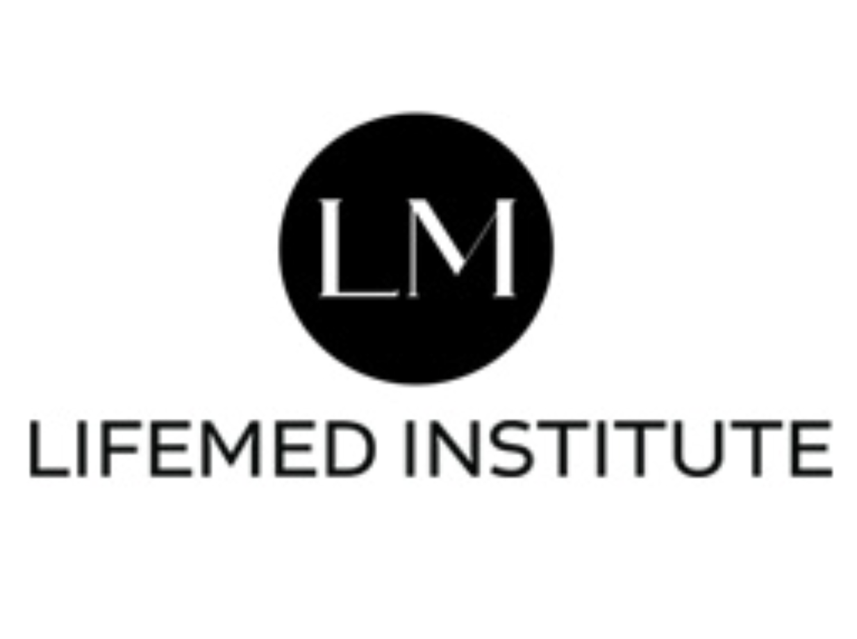Logo for Lifemed Institute: black circle with 