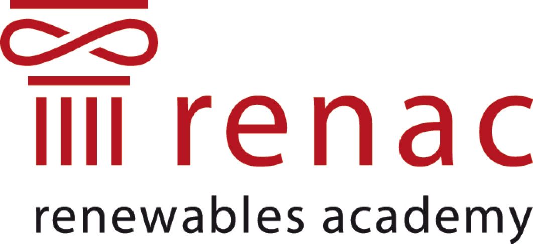 El logotipo de Renac Renewables Academy es rojo y blanco.