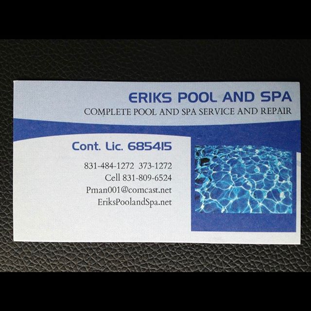 Eriks pool and spa complete pool and spa service and repair business card