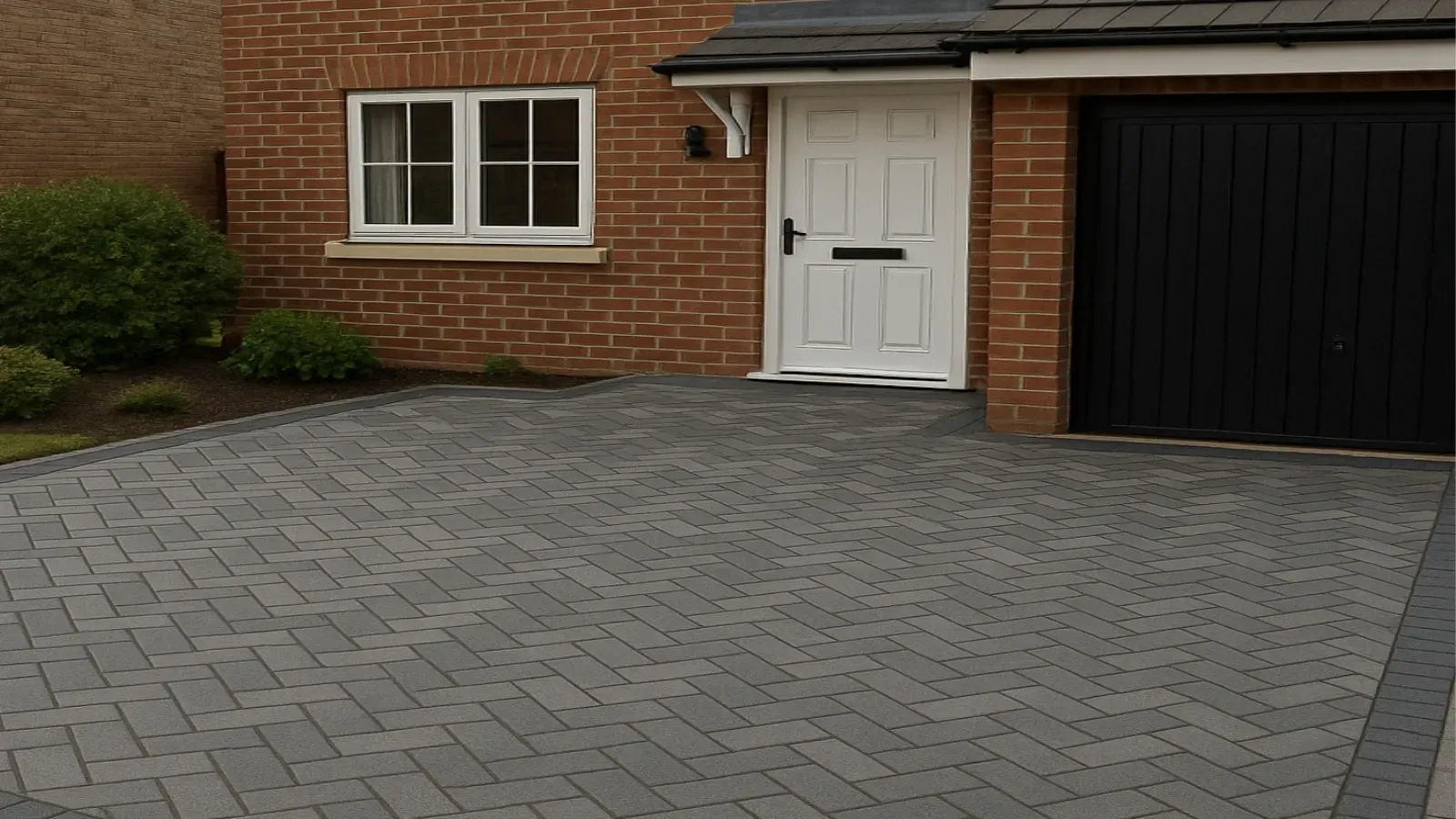 Pearson Landscapes - herringbone design monoblock driveway Glasgow