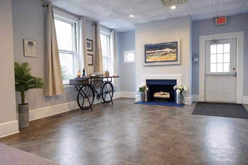 Interior and exterior photos of Cusick Funeral Home in Somerville, NJ