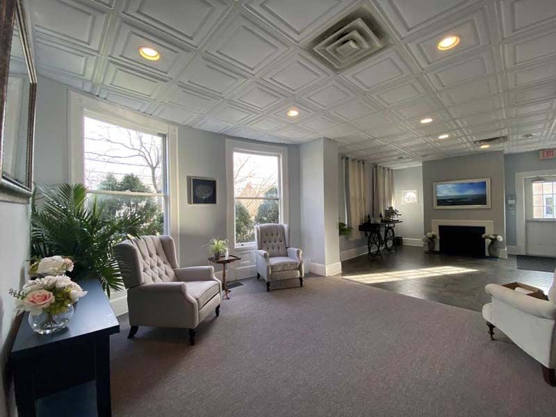 Interior and exterior photos of Cusick Funeral Home in Somerville, NJ