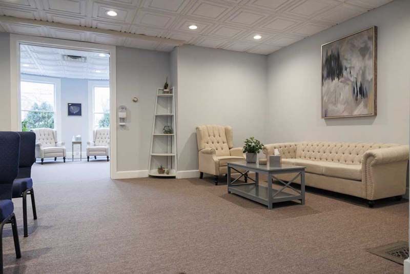 Interior and exterior photos of Cusick Funeral Home in Somerville, NJ