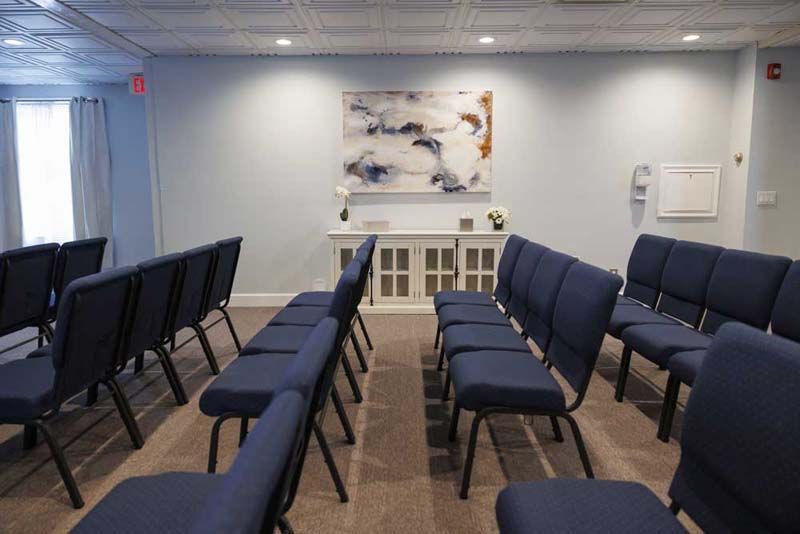 Interior and exterior photos of Cusick Funeral Home in Somerville, NJ