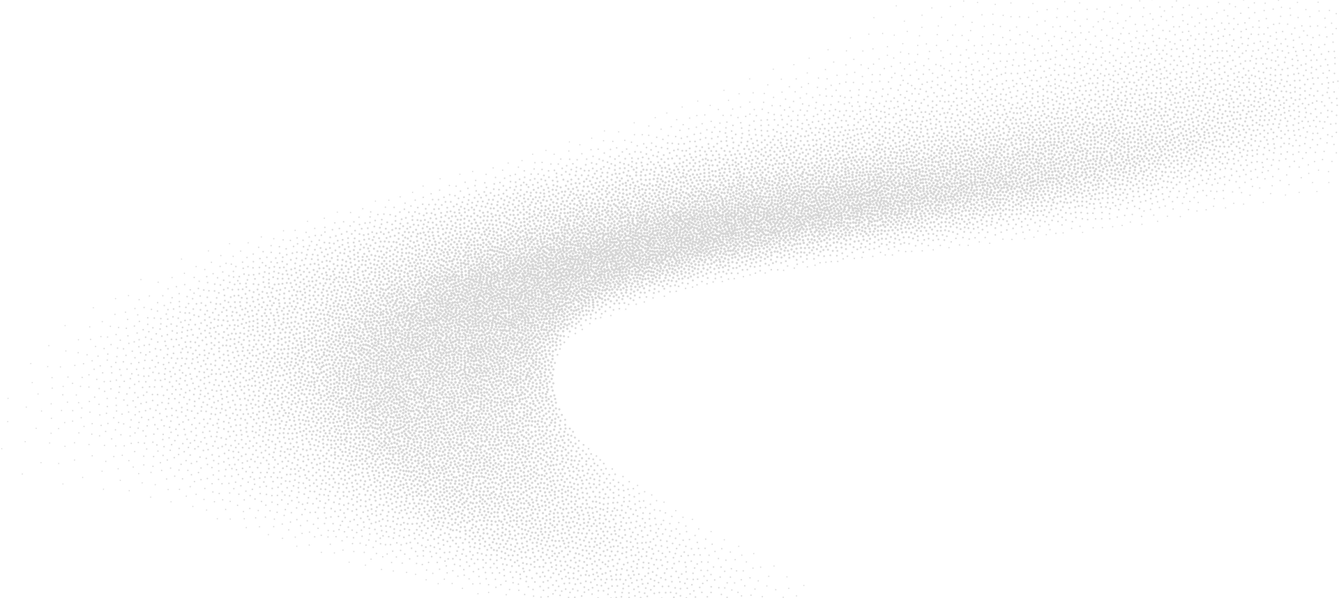 A white spray of fine particles curving across a white background.