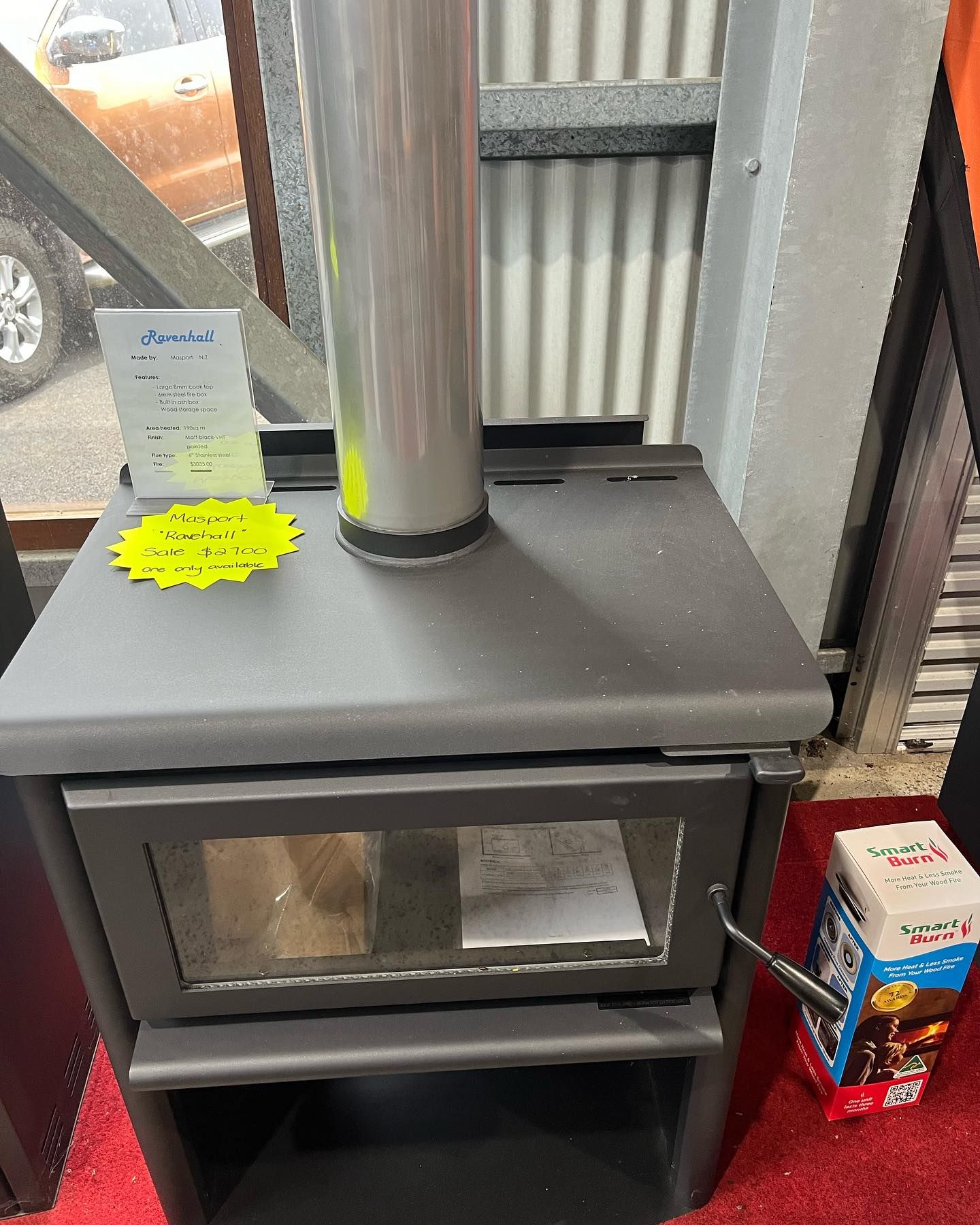 A Dark Gray Wood-burning Stove — Tolga Traders in Tolga, QLD