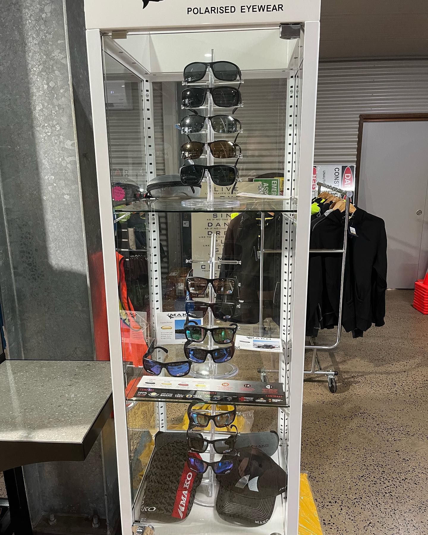 Display Case With Sunglasses, in a Shop — Tolga Traders in Tolga, QLD