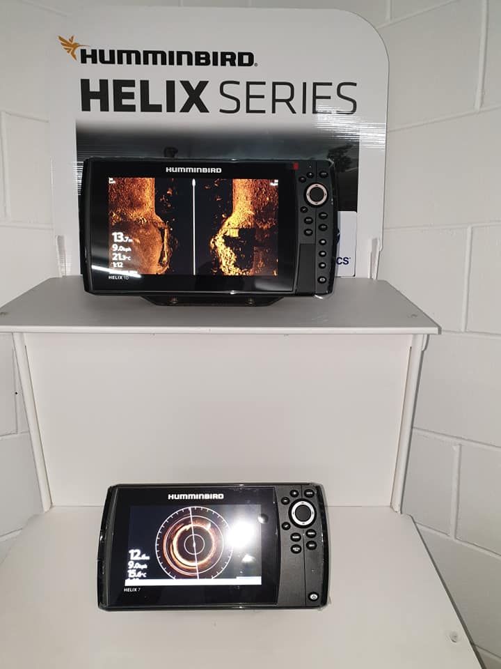 Two Humminbird Helix Series Fish Finders on Display — Tolga Traders in Tolga, QLD