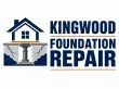 Kingwood Foundation Repair logo with house, cracked foundation, and blue text on white background