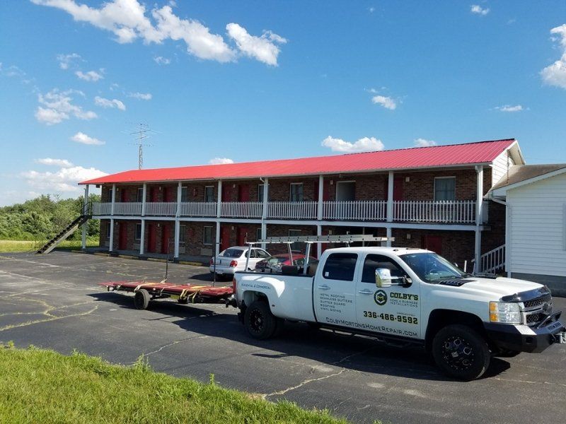 motel roof red metal