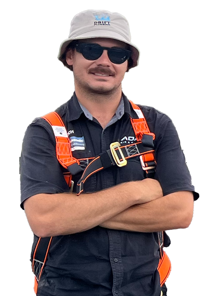 One of ADAPT's great team members ready for an air conditioning roof installation