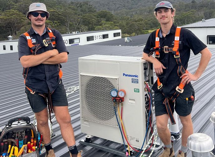 A rooftop air conditioning installation project