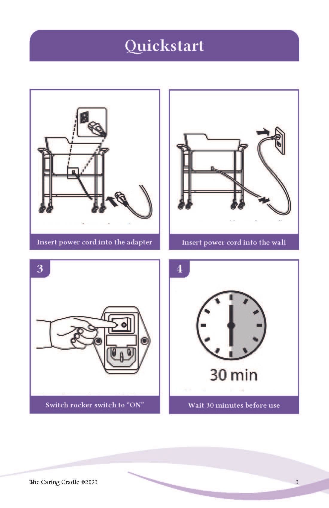 A quickstart guide for a walker shows how to use it.